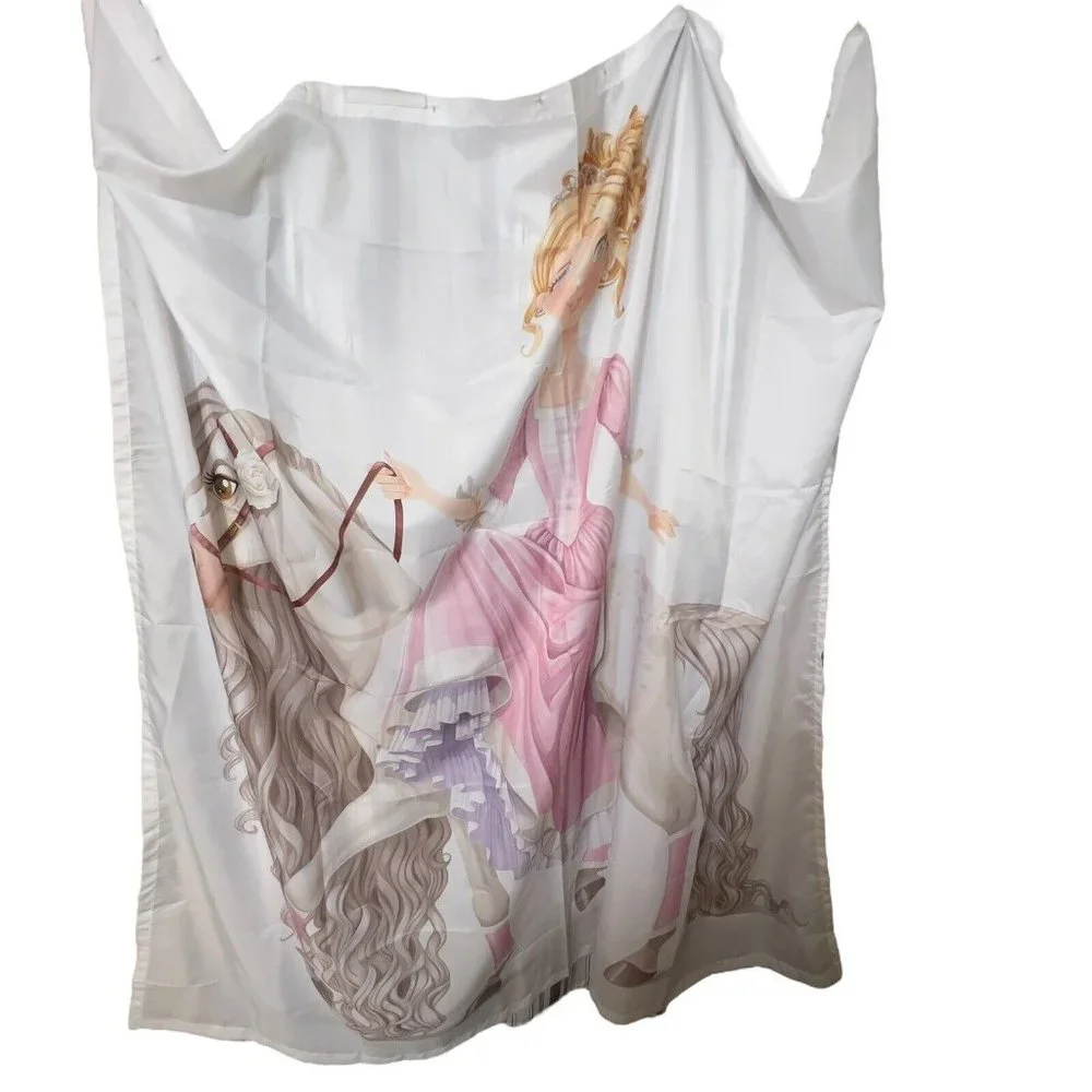 Princess On a Horse 3D Fabric Shower Waterproof Curtain Bathroom Girls Decor‎
